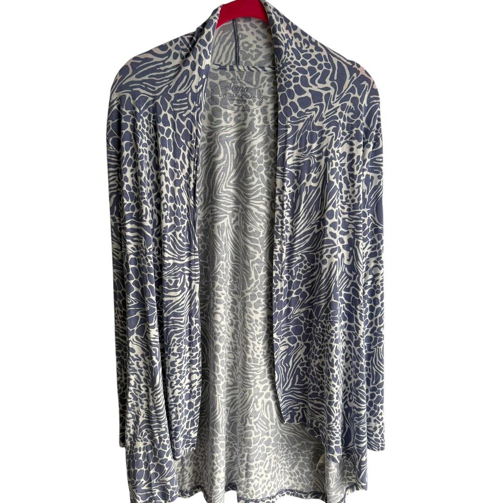 SOMA Live Lounge Wear Light Blue Soft Floral Ladies Open Cardigan Kimono,‎ S